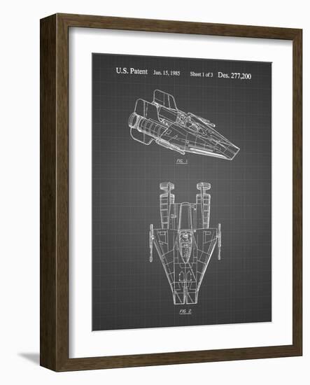 PP515-Black Grid Star Wars RZ-1 A Wing Starfighter Patent Print-Cole Borders-Framed Giclee Print