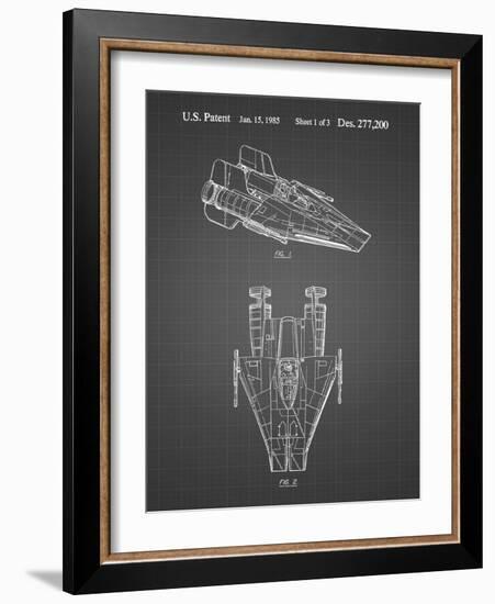 PP515-Black Grid Star Wars RZ-1 A Wing Starfighter Patent Print-Cole Borders-Framed Giclee Print