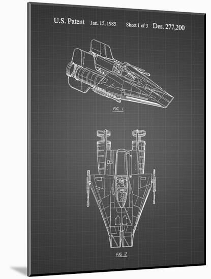 PP515-Black Grid Star Wars RZ-1 A Wing Starfighter Patent Print-Cole Borders-Mounted Giclee Print