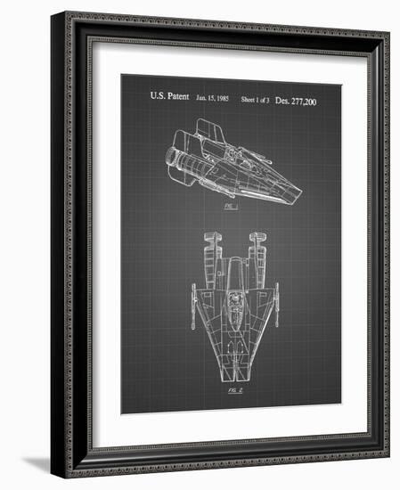 PP515-Black Grid Star Wars RZ-1 A Wing Starfighter Patent Print-Cole Borders-Framed Giclee Print