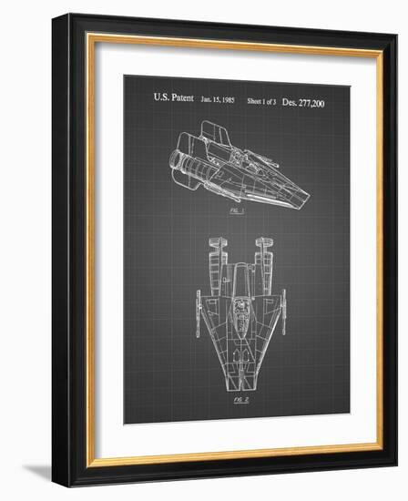 PP515-Black Grid Star Wars RZ-1 A Wing Starfighter Patent Print-Cole Borders-Framed Giclee Print