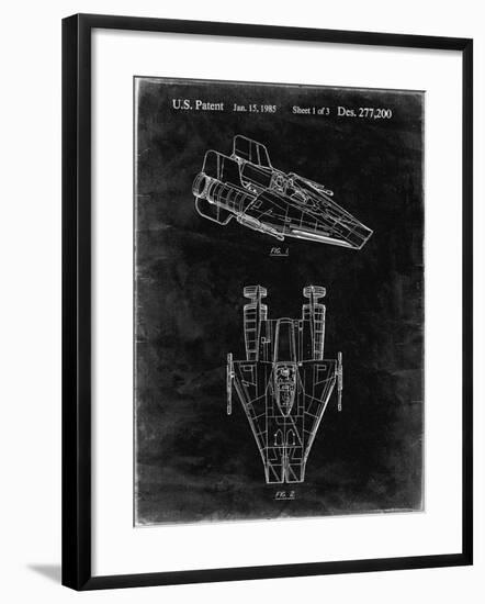 PP515-Black Grunge Star Wars RZ-1 A Wing Starfighter Patent Print-Cole Borders-Framed Giclee Print