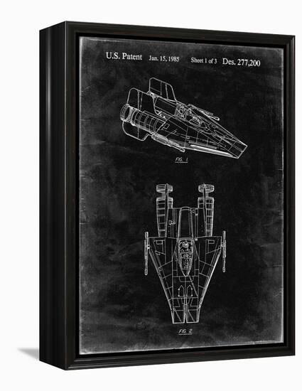 PP515-Black Grunge Star Wars RZ-1 A Wing Starfighter Patent Print-Cole Borders-Framed Premier Image Canvas