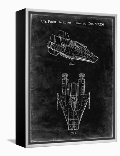 PP515-Black Grunge Star Wars RZ-1 A Wing Starfighter Patent Print-Cole Borders-Framed Premier Image Canvas