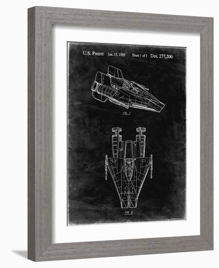 PP515-Black Grunge Star Wars RZ-1 A Wing Starfighter Patent Print-Cole Borders-Framed Giclee Print