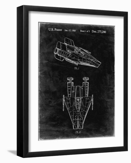 PP515-Black Grunge Star Wars RZ-1 A Wing Starfighter Patent Print-Cole Borders-Framed Giclee Print