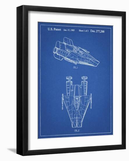 PP515-Blueprint Star Wars RZ-1 A Wing Starfighter Patent Print-Cole Borders-Framed Giclee Print