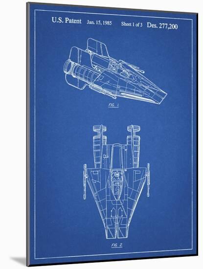 PP515-Blueprint Star Wars RZ-1 A Wing Starfighter Patent Print-Cole Borders-Mounted Giclee Print