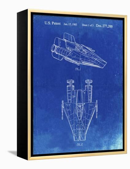 PP515-Faded Blueprint Star Wars RZ-1 A Wing Starfighter Patent Print-Cole Borders-Framed Premier Image Canvas