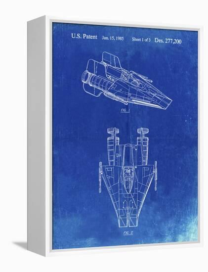 PP515-Faded Blueprint Star Wars RZ-1 A Wing Starfighter Patent Print-Cole Borders-Framed Premier Image Canvas