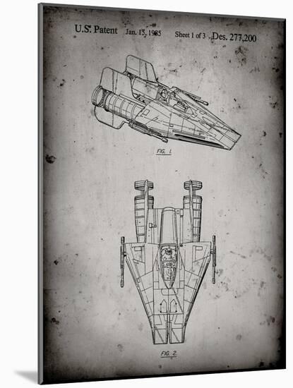 PP515-Faded Grey Star Wars RZ-1 A Wing Starfighter Patent Print-Cole Borders-Mounted Giclee Print