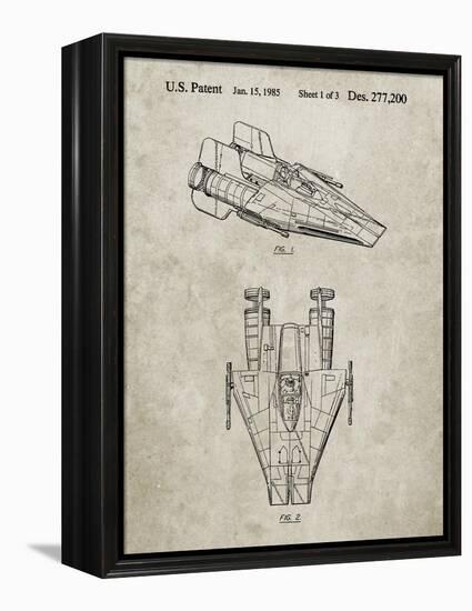 PP515-Sandstone Star Wars RZ-1 A Wing Starfighter Patent Print-Cole Borders-Framed Premier Image Canvas