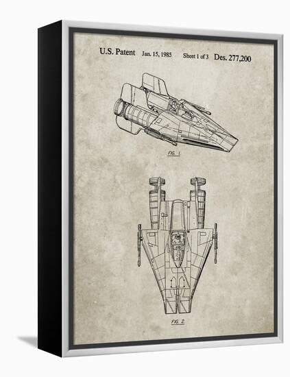 PP515-Sandstone Star Wars RZ-1 A Wing Starfighter Patent Print-Cole Borders-Framed Premier Image Canvas