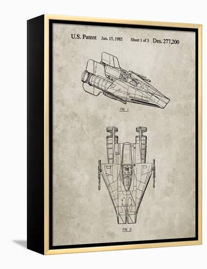 PP515-Sandstone Star Wars RZ-1 A Wing Starfighter Patent Print-Cole Borders-Framed Premier Image Canvas