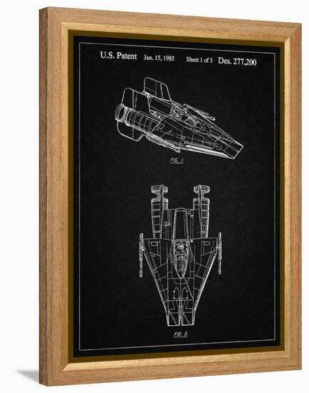 PP515-Vintage Black Star Wars RZ-1 A Wing Starfighter Patent Print-Cole Borders-Framed Premier Image Canvas