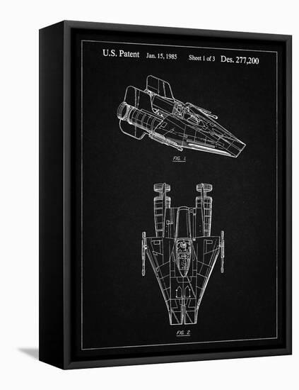 PP515-Vintage Black Star Wars RZ-1 A Wing Starfighter Patent Print-Cole Borders-Framed Premier Image Canvas