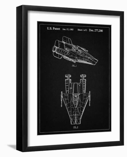 PP515-Vintage Black Star Wars RZ-1 A Wing Starfighter Patent Print-Cole Borders-Framed Giclee Print