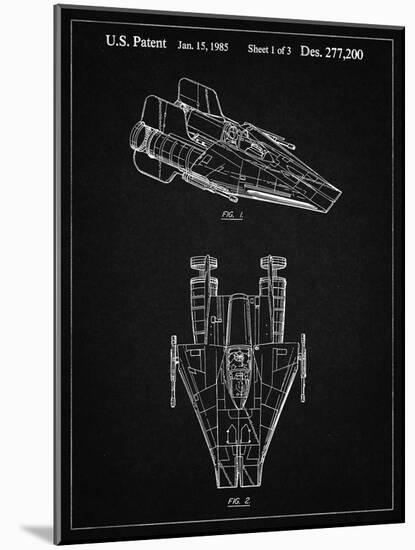 PP515-Vintage Black Star Wars RZ-1 A Wing Starfighter Patent Print-Cole Borders-Mounted Giclee Print