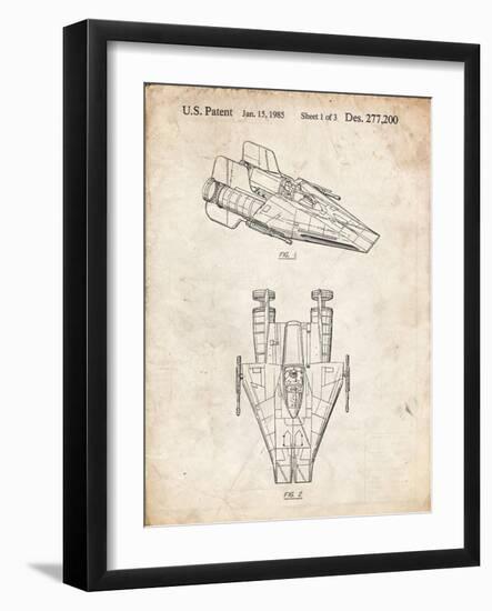 PP515-Vintage Parchment Star Wars RZ-1 A Wing Starfighter Patent Print-Cole Borders-Framed Giclee Print