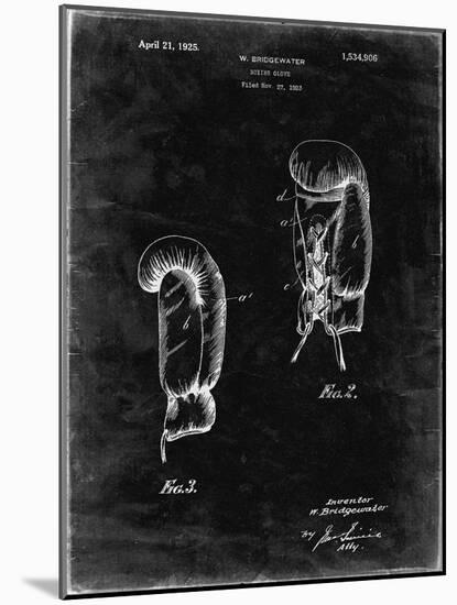 PP517-Black Grunge Boxing Glove 1925 Patent Poster-Cole Borders-Mounted Giclee Print