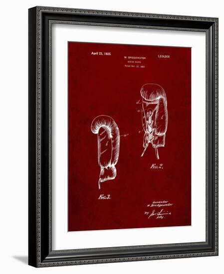 PP517-Burgundy Boxing Glove 1925 Patent Poster-Cole Borders-Framed Giclee Print