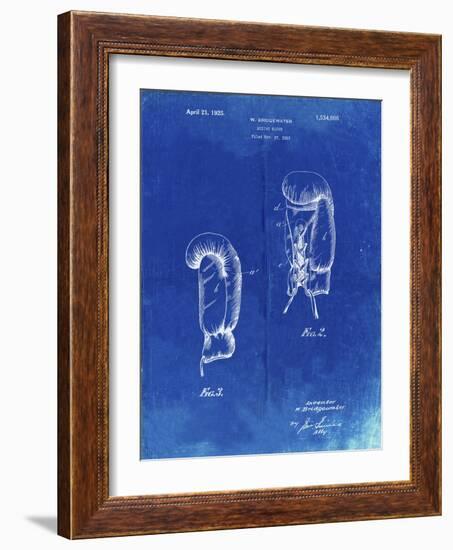 PP517-Faded Blueprint Boxing Glove 1925 Patent Poster-Cole Borders-Framed Giclee Print