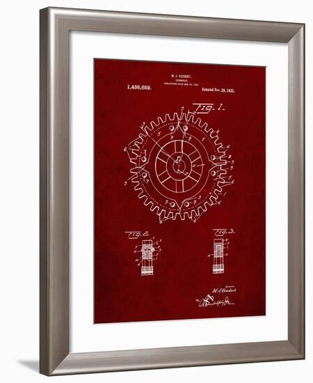 PP526-Burgundy Cogwheel 1922 Patent Poster-Cole Borders-Framed Giclee Print