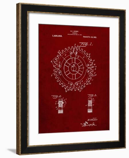 PP526-Burgundy Cogwheel 1922 Patent Poster-Cole Borders-Framed Giclee Print