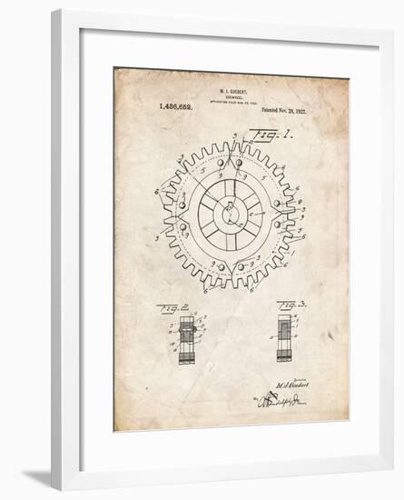 PP526-Vintage Parchment Cogwheel 1922 Patent Poster-Cole Borders-Framed Giclee Print