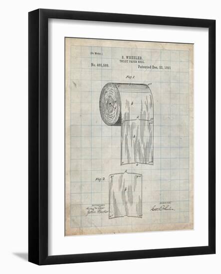 PP53-Antique Grid Parchment Toilet Paper Patent-Cole Borders-Framed Giclee Print