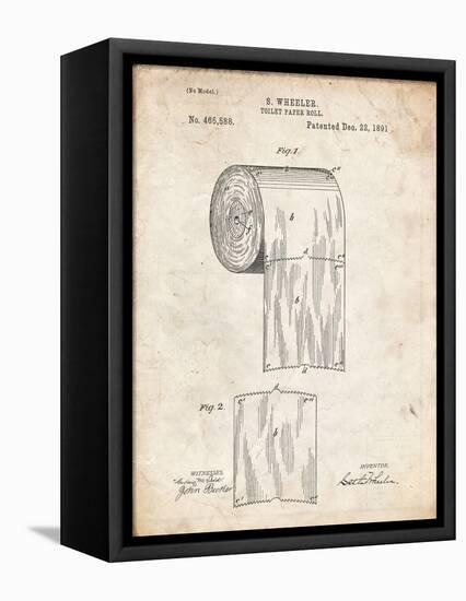 PP53-Vintage Parchment Toilet Paper Patent-Cole Borders-Framed Premier Image Canvas
