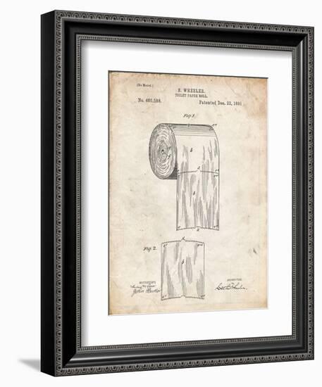 PP53-Vintage Parchment Toilet Paper Patent-Cole Borders-Framed Giclee Print