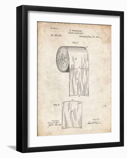 PP53-Vintage Parchment Toilet Paper Patent-Cole Borders-Framed Giclee Print