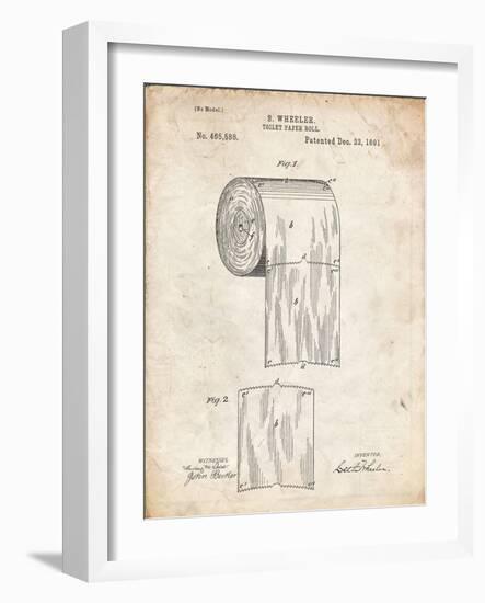 PP53-Vintage Parchment Toilet Paper Patent-Cole Borders-Framed Giclee Print