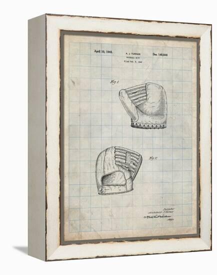 PP538-Antique Grid Parchment A.J. Turner Baseball Mitt Patent Poster-Cole Borders-Framed Premier Image Canvas