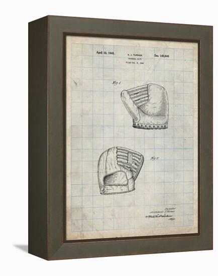 PP538-Antique Grid Parchment A.J. Turner Baseball Mitt Patent Poster-Cole Borders-Framed Premier Image Canvas