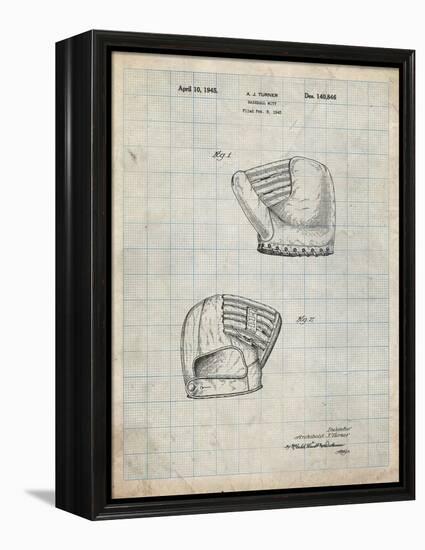 PP538-Antique Grid Parchment A.J. Turner Baseball Mitt Patent Poster-Cole Borders-Framed Premier Image Canvas