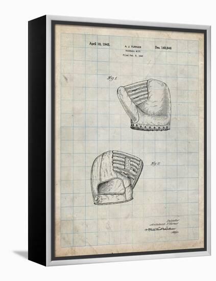 PP538-Antique Grid Parchment A.J. Turner Baseball Mitt Patent Poster-Cole Borders-Framed Premier Image Canvas