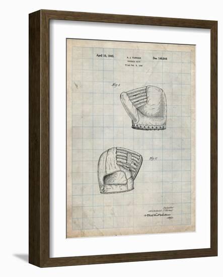 PP538-Antique Grid Parchment A.J. Turner Baseball Mitt Patent Poster-Cole Borders-Framed Giclee Print