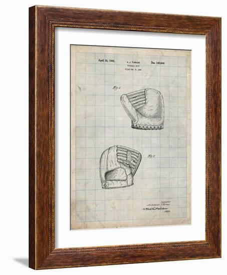 PP538-Antique Grid Parchment A.J. Turner Baseball Mitt Patent Poster-Cole Borders-Framed Giclee Print