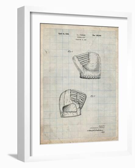 PP538-Antique Grid Parchment A.J. Turner Baseball Mitt Patent Poster-Cole Borders-Framed Giclee Print