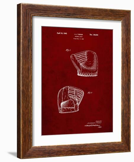 PP538-Burgundy A.J. Turner Baseball Mitt Patent Poster-Cole Borders-Framed Giclee Print