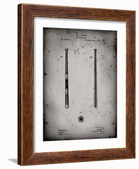 PP539-Faded Grey Antique Baseball Bat 1885 Patent Poster-Cole Borders-Framed Giclee Print