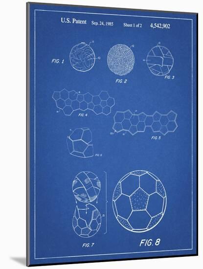 PP54-Blueprint Soccer Ball 1985 Patent Poster-Cole Borders-Mounted Giclee Print