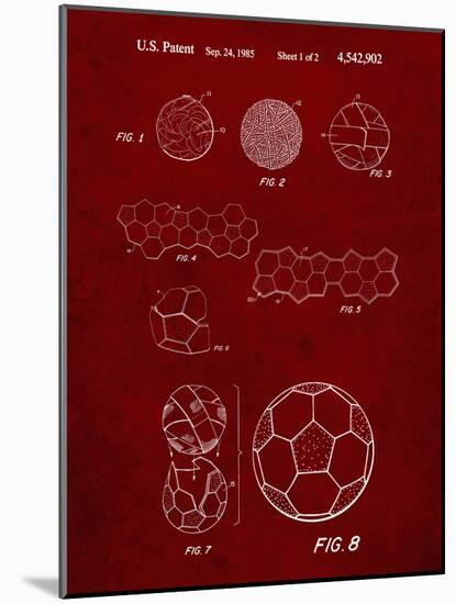 PP54-Burgundy Soccer Ball 1985 Patent Poster-Cole Borders-Mounted Giclee Print