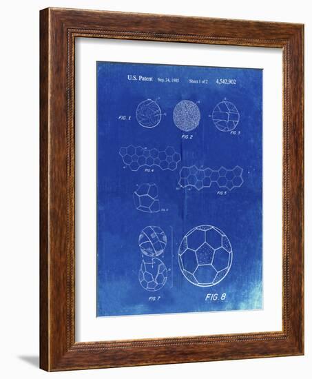 PP54-Faded Blueprint Soccer Ball 1985 Patent Poster-Cole Borders-Framed Giclee Print