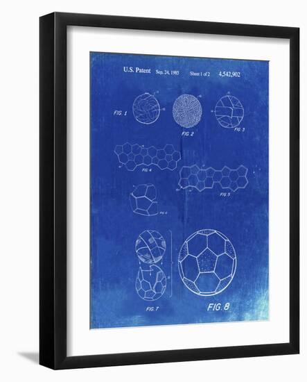 PP54-Faded Blueprint Soccer Ball 1985 Patent Poster-Cole Borders-Framed Giclee Print