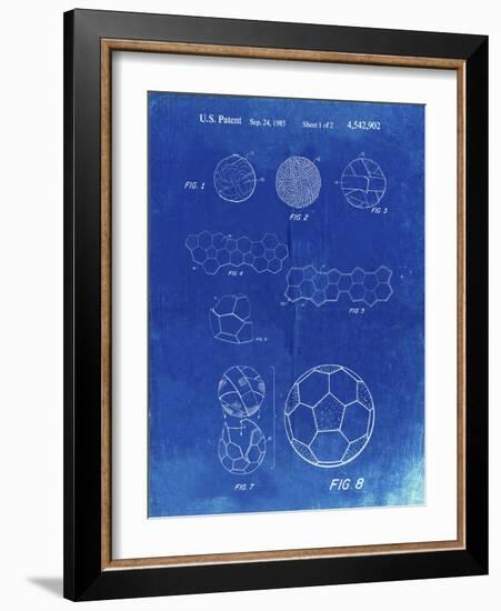 PP54-Faded Blueprint Soccer Ball 1985 Patent Poster-Cole Borders-Framed Giclee Print