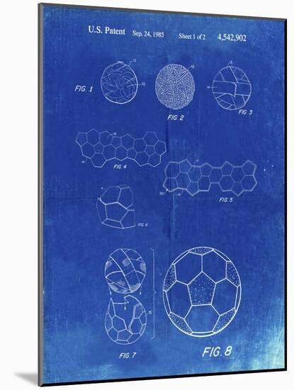 PP54-Faded Blueprint Soccer Ball 1985 Patent Poster-Cole Borders-Mounted Giclee Print