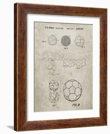 PP54-Sandstone Soccer Ball 1985 Patent Poster-Cole Borders-Framed Giclee Print